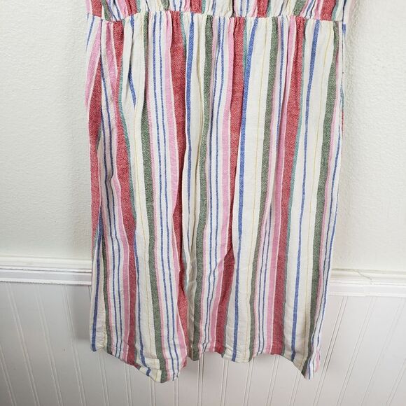 Women's Old Navy Linen Blend Vertical Strip Summer Spring Button Up Dress XS - Picture 6 of 11